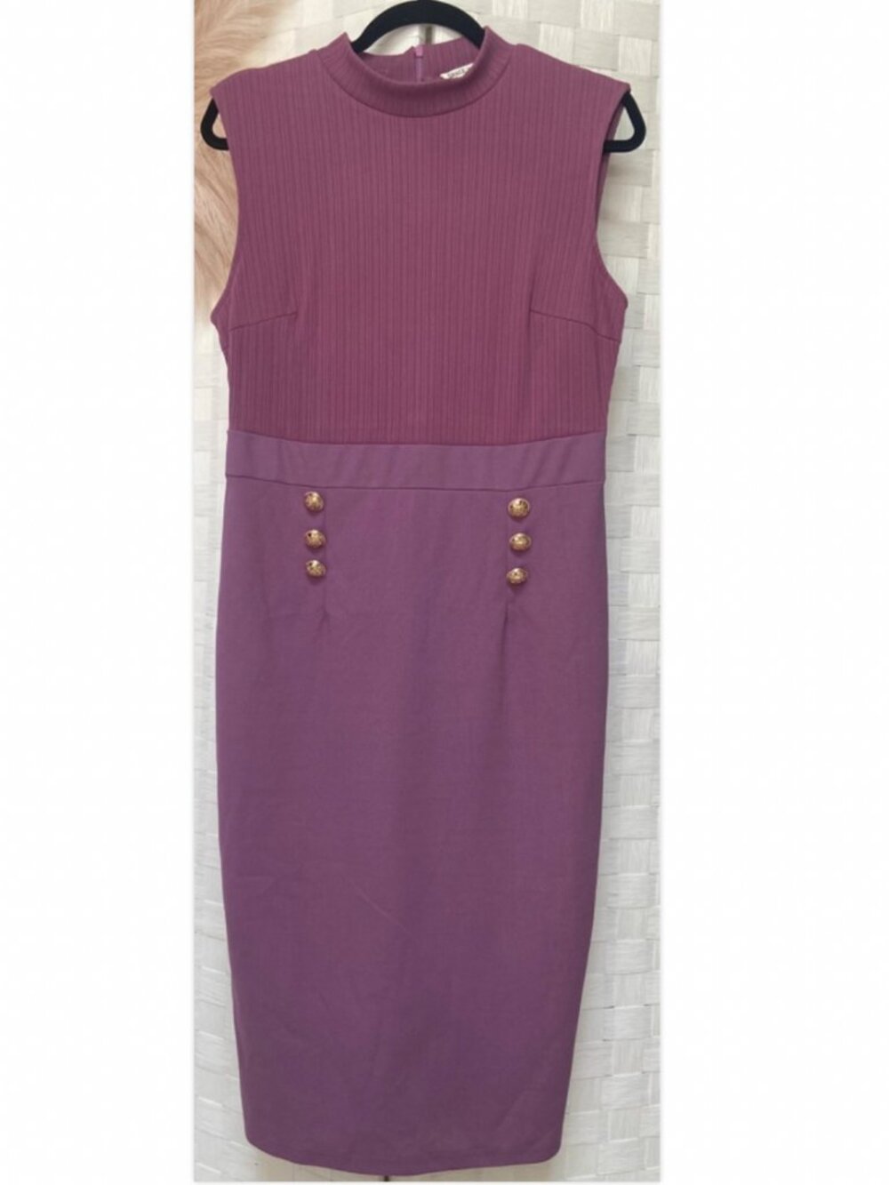 Grace Karin Pink Sleeveless Button Midi Dress Size L